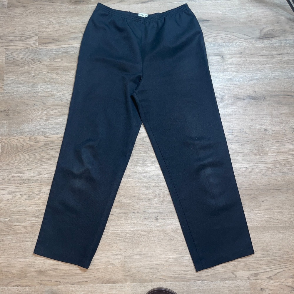 Vintage Solos by Koret Black Elastic Waist Pants Women Size 14 Short Made in USA